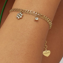 Carica l'immagine nel visualizzatore di Gallery, Bracciale a doppio filo con Fiori e Cristalli applicati su Acciaio dorato di S'agapò AURORA SAR47
