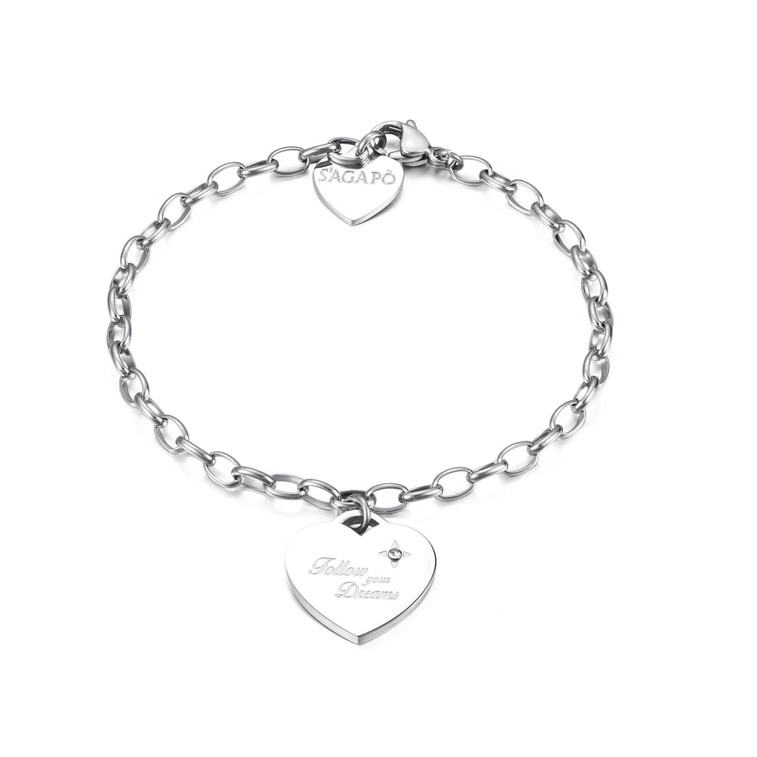 SBM14 Bracciale S'AGAPò Follow Your Dreams con Charm a forma di Cuore