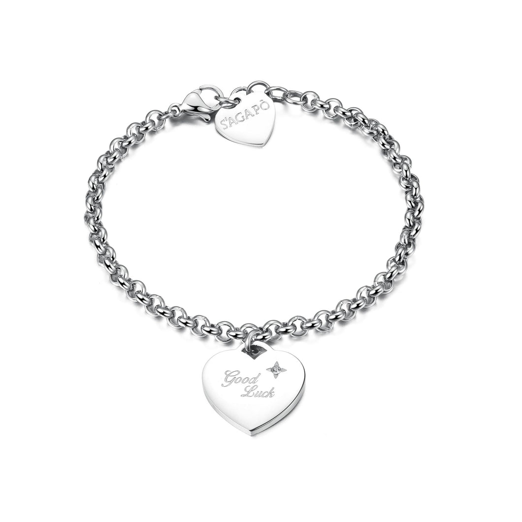 SBM15 Bracciale S'AGAPò Good Luck con Charm a forma di Cuore