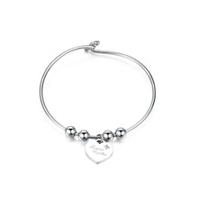Carica l'immagine nel visualizzatore di Gallery, Bracciale Rigido S'AGAPò Be My Always in Acciaio con pendente a forma di Cuore con cristallo bianco e ed inciso "Forever Together" 
