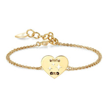 Carica l'immagine nel visualizzatore di Gallery, Bracciale da Donna con Cuore e trafori a forma di stelle di S'AGAPò Collezione "Be My Always" In Acciaio placcato Oro Giallo 14k con finitura Lucida
