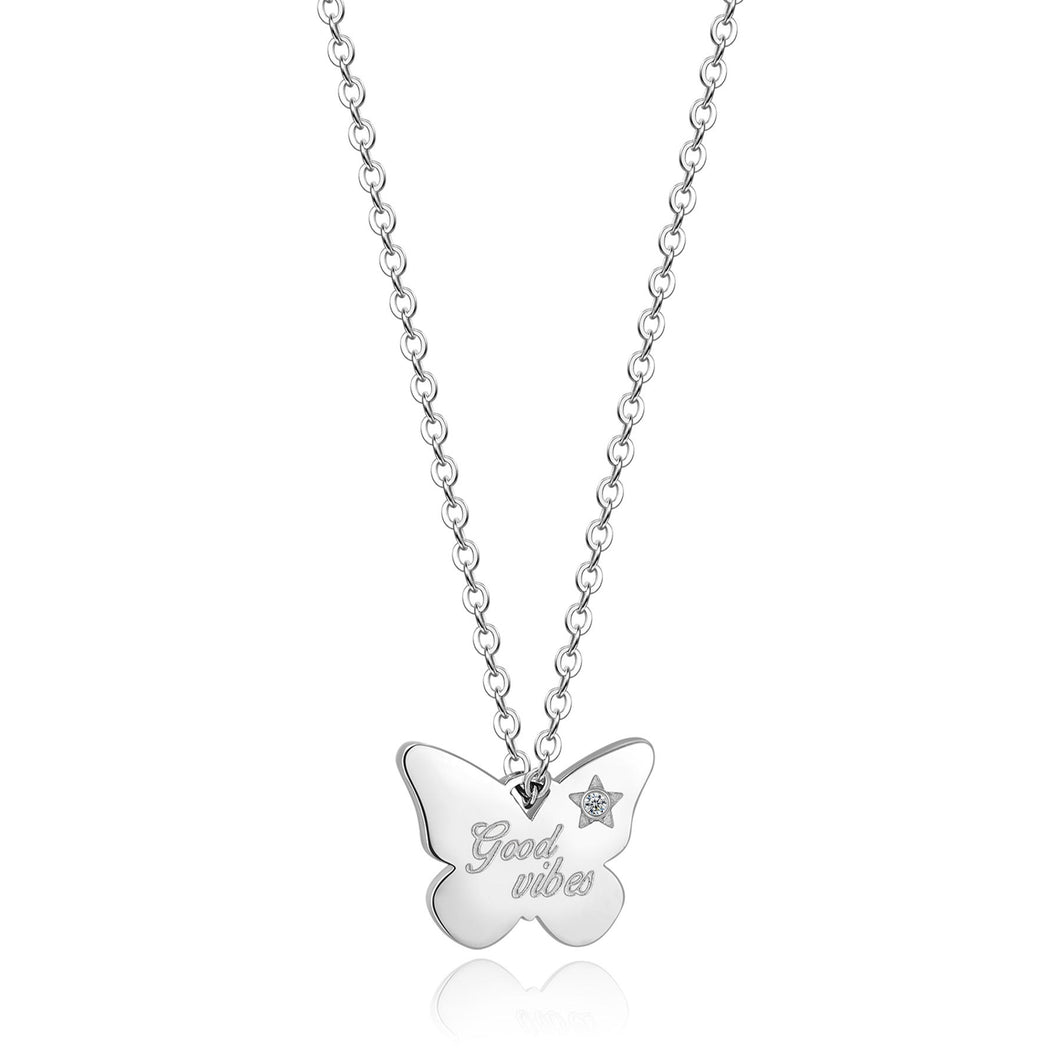 SBM50 Collana S'AGAPò Good Vibes con pendente a forma di Farfalla