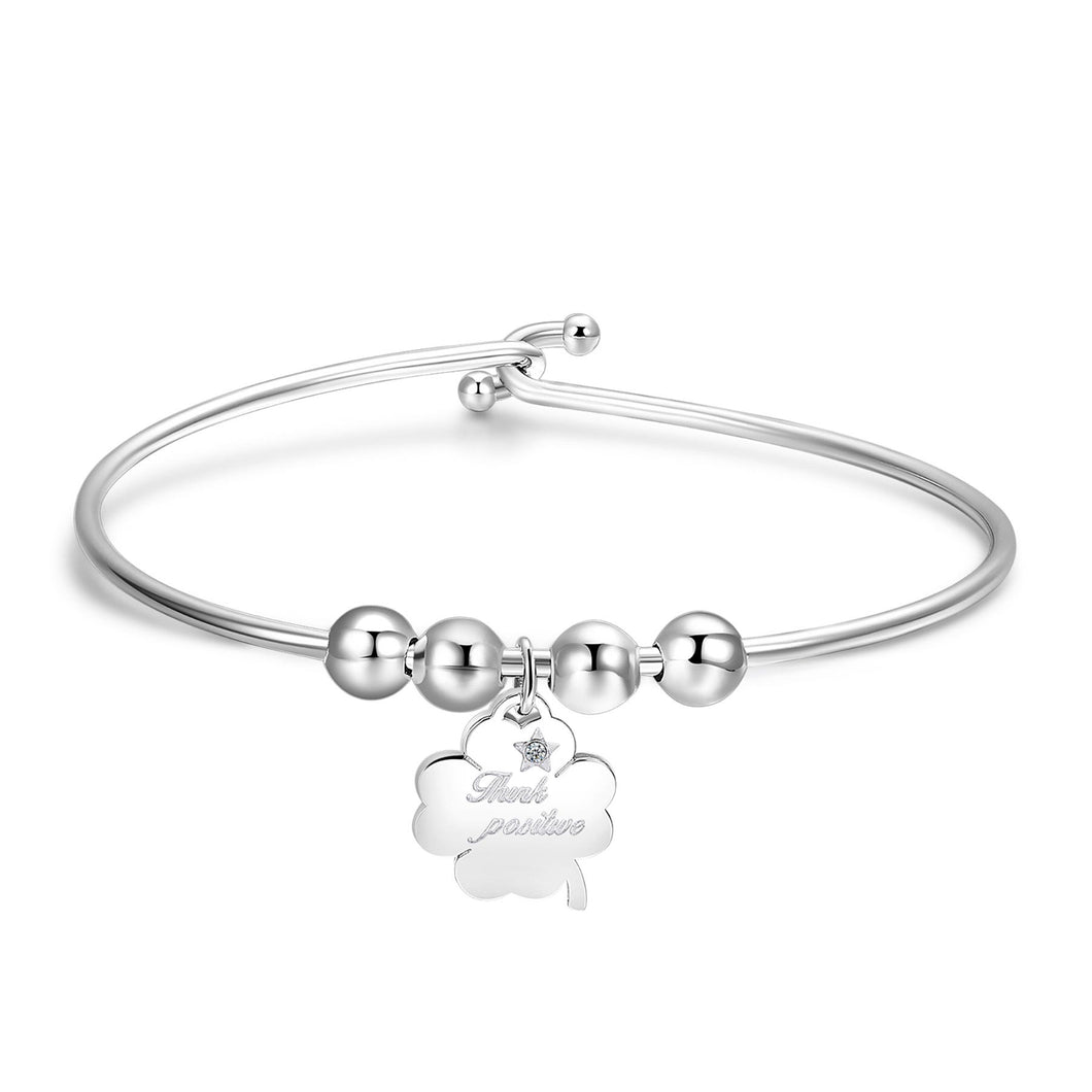 SBM60 Bracciale S'AGAPò Think Positive con Charm a forma di Quadrifoglio