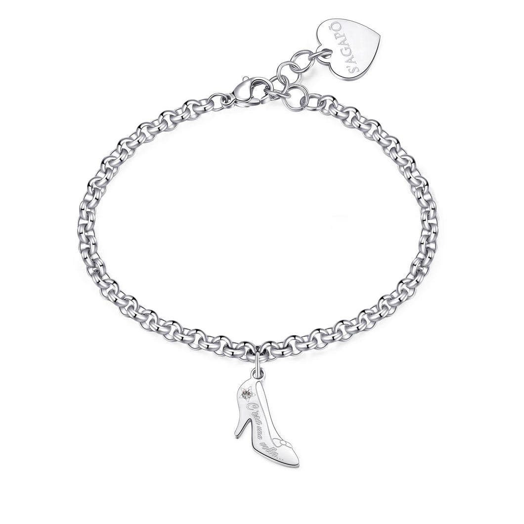 SBM72 Bracciale S'AGAPò C'era una Volta con Charm a forma di Scarpetta