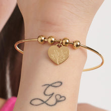 Carica l&#39;immagine nel visualizzatore di Gallery, SBY014 S&#39;AGAPò Bracciale Rigido &quot;Piccoli Momenti grandi Ricordi&quot; con Charm a forma di Cuore Placcato Oro

