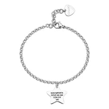 Carica l'immagine nel visualizzatore di Gallery, Bracciale a catenina in acciaio lucido con pendente a forma di stella con frase   "non importa dove vai, ma con chi vai" di sagapo gioielli
