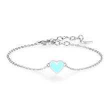 Carica l'immagine nel visualizzatore di Gallery, Bracciale in Acciaio lucido con cuore  smaltato color Turchese 
