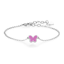 Carica l'immagine nel visualizzatore di Gallery, Bracciale con farfalla rosa Sagapò Click in Acciaio lucido e smalto 
