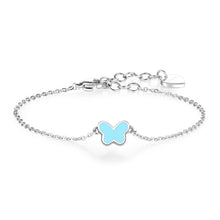 Carica l'immagine nel visualizzatore di Gallery, Bracciale con farfalla di Sagapò Click in Acciaio lucido e smalto color Turchese 
