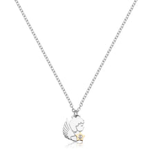 Carica l'immagine nel visualizzatore di Gallery, collana con pendente a forma di angelo con stella e pietra bianca in metallo bianco
