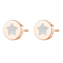 Carica l&#39;immagine nel visualizzatore di Gallery, SCK59 Orecchini S&#39;Agapò CLICK in acciaio, pvd oro rosa con stellina e smalto bianco
