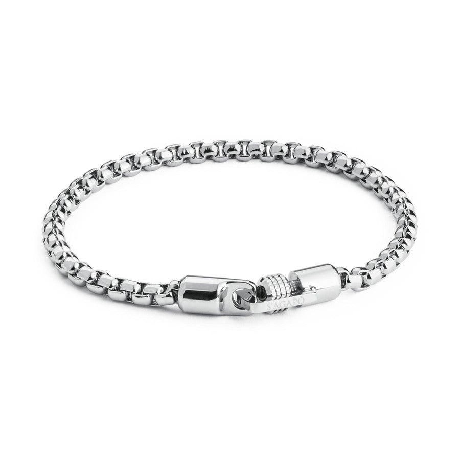 SCM08A Bracciale S'agapò CLIMBER in acciaio con maglia squadrata da 190mm