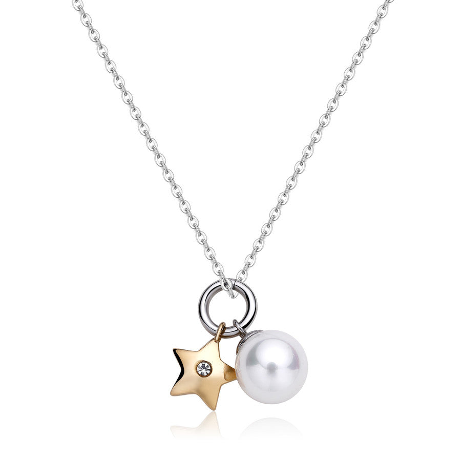 SDY02 Collana S'agapò DAYS in acciaio con Stella in pvd oro e Perla