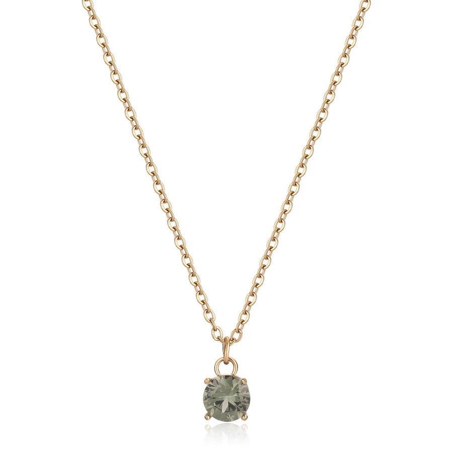 SDZ06 Collana S'AGAPò DAZZLY Dorata con cristallo color Chrysolite