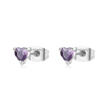 Carica l&#39;immagine nel visualizzatore di Gallery, SDZ103 Orecchini S&#39;AGAPò DAZZLY a forma di Cuore con Cristallo Violet misura piccola
