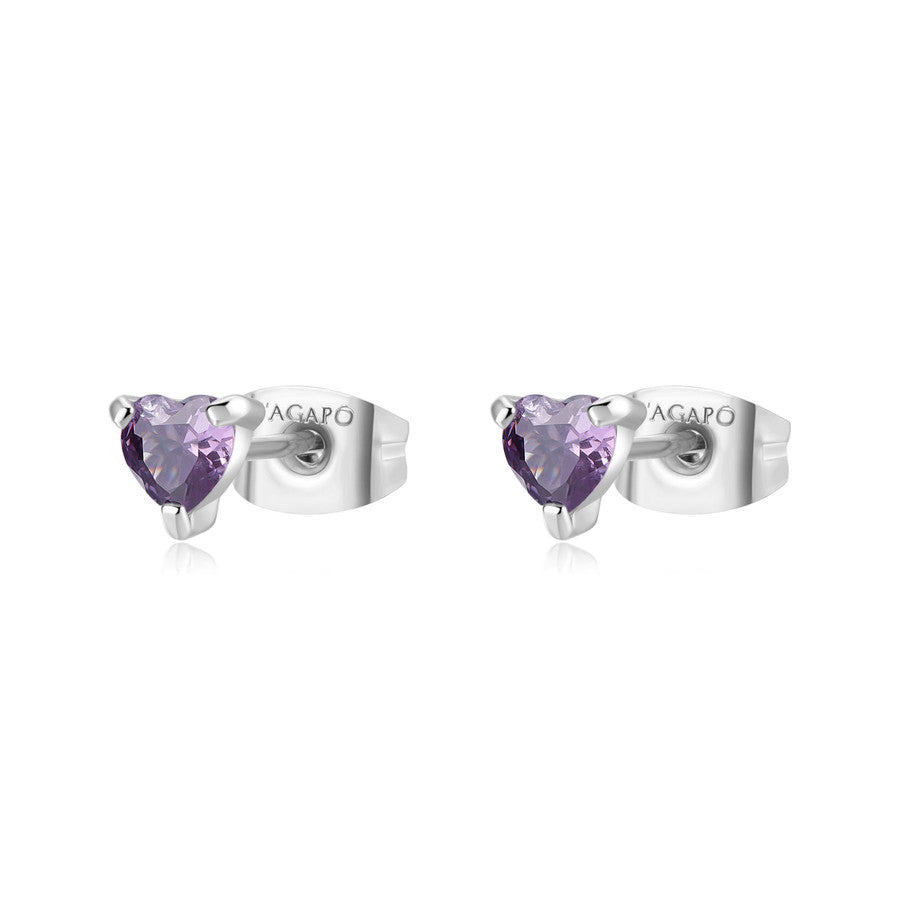 SDZ103 Orecchini S'AGAPò DAZZLY a forma di Cuore con Cristallo Violet misura piccola