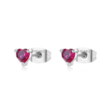 Carica l&#39;immagine nel visualizzatore di Gallery, SDZ104 Orecchini S&#39;AGAPò DAZZLY a forma di Cuore con Cristallo Ruby misura piccola

