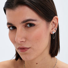 Carica l'immagine nel visualizzatore di Gallery, Mono orecchino doppio buco con catena in acciaio 316L e cubic zirconia a forma di cuore S'AGAPò DAZZLY SDZ138
