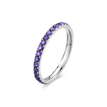 Carica l'immagine nel visualizzatore di Gallery, veretta a giro in acciaio e zirconi di colore viola ametista misura 14

