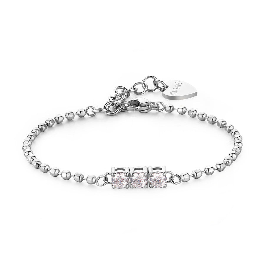 SDZ23 Bracciale S'AGAPò DAZZLY con Trilogy di cristalli Bianchi