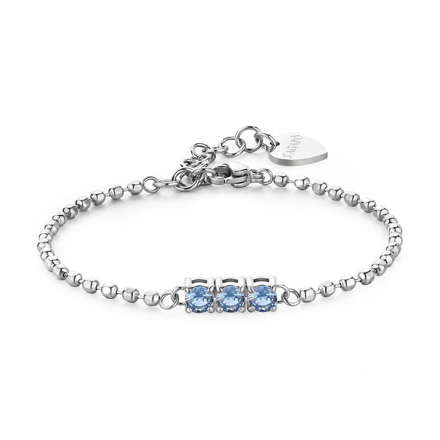 SDZ24 Bracciale S'AGAPò DAZZLY con Trilogy di cristalli color light sapphire