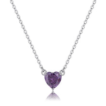 Carica l&#39;immagine nel visualizzatore di Gallery, SDZ57 Collana SAGAPO Dazzly in acciaio con Zircone Violet a forma di Cuore
