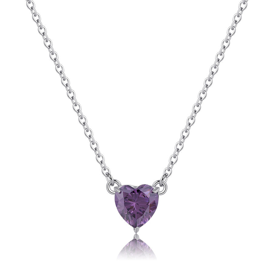 SDZ57 Collana SAGAPO Dazzly in acciaio con Zircone Violet a forma di Cuore
