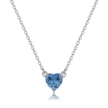 Carica l&#39;immagine nel visualizzatore di Gallery, SDZ59 Collana SAGAPO Dazzly in acciaio con Zircone Azzurro Acquamarina a forma di Cuore

