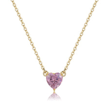 Carica l&#39;immagine nel visualizzatore di Gallery, SDZ61 Collana SAGAPO Dazzly in acciaio pvd oro con Zircone Rosa a forma di cuore
