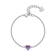 Carica l&#39;immagine nel visualizzatore di Gallery, SDZ68 Bracciale SAGAPO Dazzly in acciaio con centrale in Cubic Zirconia Violet a forma di cuore
