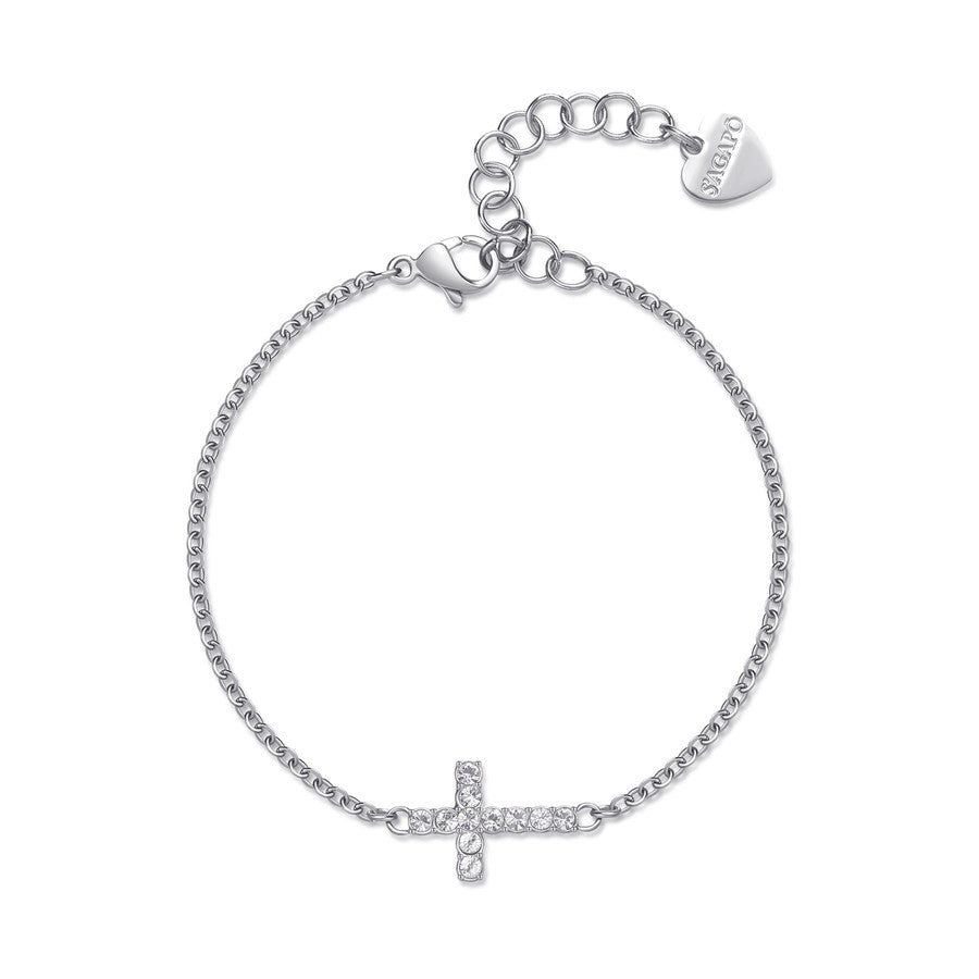 SDZ74 bracciale SAGAPò Dazzly in Acciaio con Centrale a forma di croce con cristalli