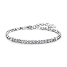 Carica l&#39;immagine nel visualizzatore di Gallery, SDZ82 Bracciale S&#39;AGAPò DAZZLY in Acciaio con centrale a Tennis di cristalli Bianchi

