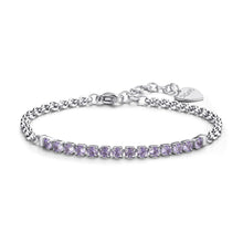 Carica l&#39;immagine nel visualizzatore di Gallery, SDZ83 Bracciale S&#39;AGAPò DAZZLY in Acciaio con centrale a Tennis di cristalli color Violet
