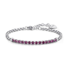 Carica l&#39;immagine nel visualizzatore di Gallery, SDZ84 Bracciale S&#39;AGAPò DAZZLY in Acciaio con centrale a Tennis di cristalli color Rubino

