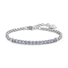 Carica l&#39;immagine nel visualizzatore di Gallery, SDZ85 Bracciale S&#39;AGAPò DAZZLY in Acciaio con centrale a Tennis di cristalli color Acquamarina

