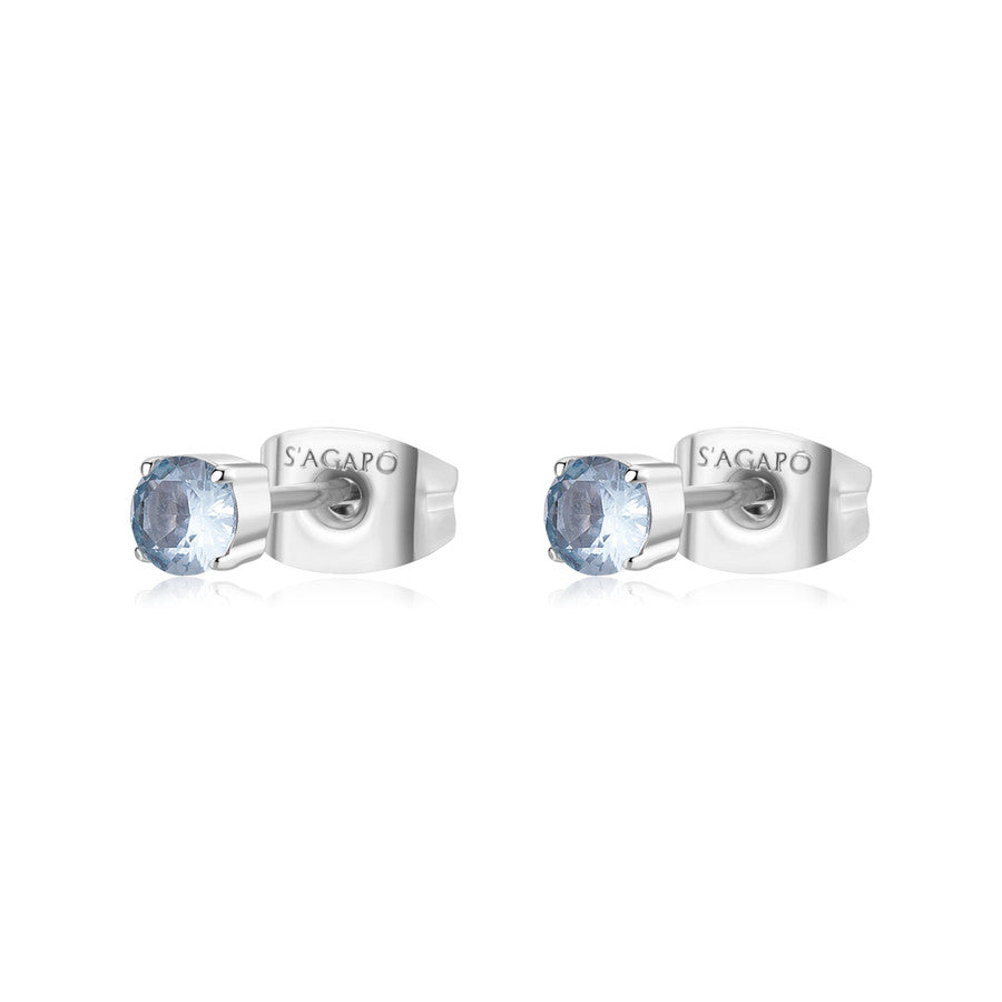 SDZ92 Orecchini a Punto Luce S'AGAPò DAZZLY con cristallo Colore Acquamarina da 3mm