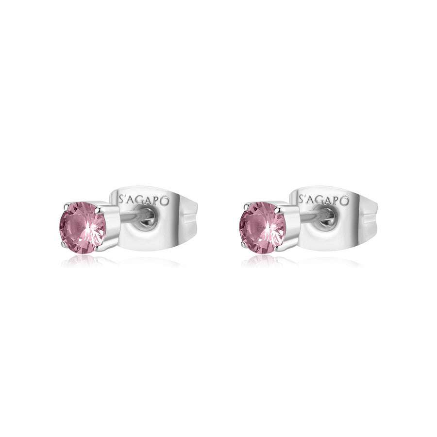 SDZ93 Orecchini a Punto Luce S'AGAPò DAZZLY con cristallo Colore Rosa da 3mm
