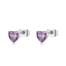 Carica l&#39;immagine nel visualizzatore di Gallery, SDZ96 Orecchini S&#39;AGAPò DAZZLY a forma di Cuore con Cristallo Violet misura grande
