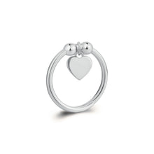 Carica l'immagine nel visualizzatore di Gallery, Anello regolabile con cuore pendente e sfere lisce in acciaio lucido
