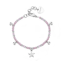 Carica l'immagine nel visualizzatore di Gallery, bracciale con charm a forma di stella marina sfere di vetro rosa e di acciaio lucido di sagapo glint
