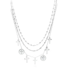 Carica l'immagine nel visualizzatore di Gallery, Collana multifilo con Charms a croci e medaglie in acciaio di S'Agapò GOTIKA SGT01
