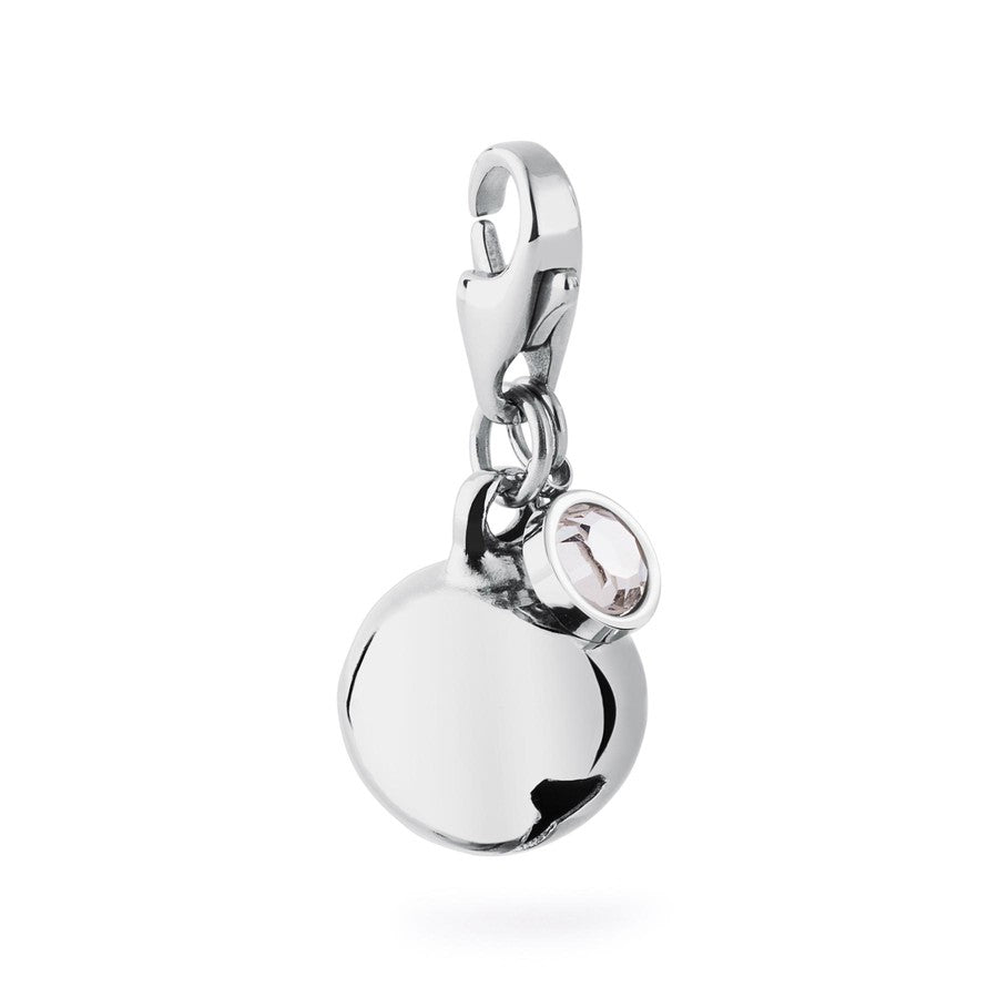 SHA163 Charm Sagapo HAPPY acciaio con campanella e cristalli bianchi