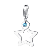 Carica l'immagine nel visualizzatore di Gallery, Charm a forma di Stella in acciaio con cuore e cristallo celeste S'Agapò HAPPY SHA267
