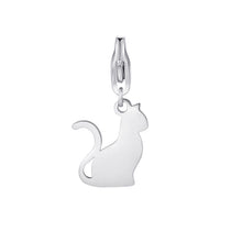 Carica l'immagine nel visualizzatore di Gallery, charm a forma di gatto in acciaio lucido color argento
