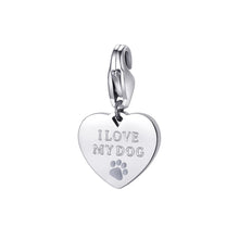 Carica l&#39;immagine nel visualizzatore di Gallery, SHA338 Charm sagapo HAPPY a cuore con I Love My Dog e smalto bianco
