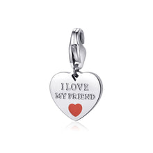 Carica l&#39;immagine nel visualizzatore di Gallery, SHA342 Charm sagapo HAPPY a cuore con I Love My Friend e smalto corallo
