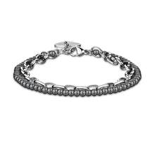 Carica l'immagine nel visualizzatore di Gallery, Bracciale a doppio filo in acciaio lucido con perle di ematite di S'Agapò Happy 
