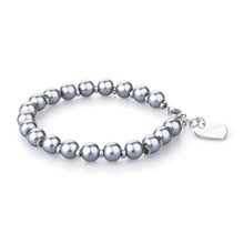Carica l'immagine nel visualizzatore di Gallery, Bracciale da Donna con Perle sintetiche di colore Grigio e cilindretti di acciaio
