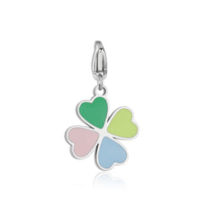 Carica l'immagine nel visualizzatore di Gallery, Charm a forma di quadrifoglio in acciaio lucido con smalto colorato 

