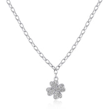 Carica l'immagine nel visualizzatore di Gallery, Collana con pendente a forma di Quadrifoglio con cristalli bianchi in Acciaio di S'agapò HAPPY SHAR21
